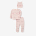 Love Fairisle Sweater, Footed Pant + Hat Set 3pc