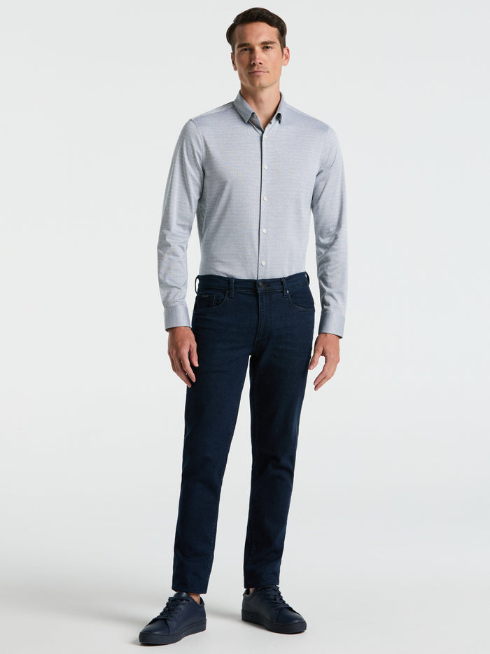 Slim Fit Dobby Knit Shirt (Moonlight Ocean)