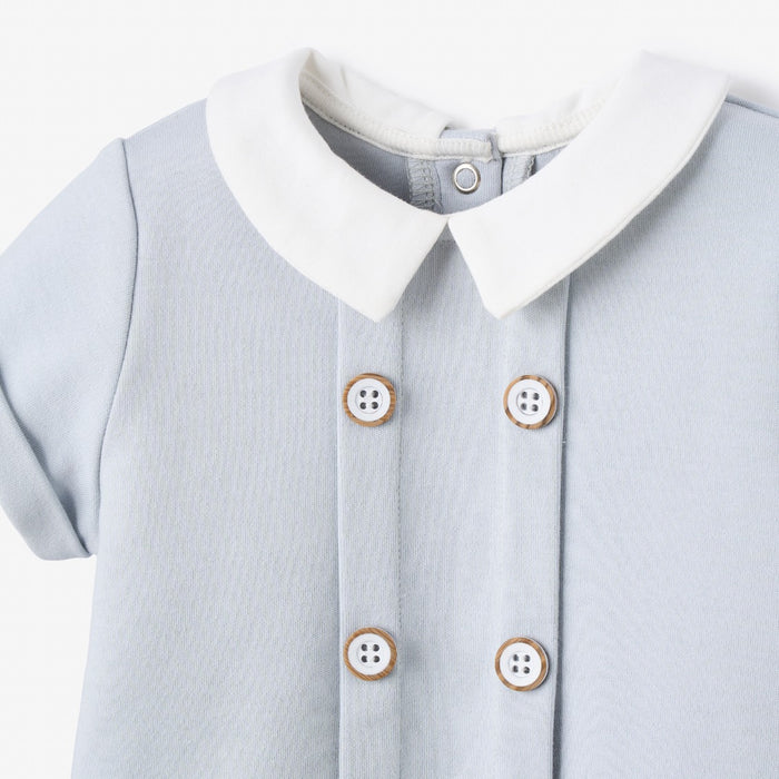 Lt. Blue Double Knit Button Front Bubble