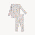 Children's light pink pajama set with mushrooms, animal and floral pattern by Magnetic Me