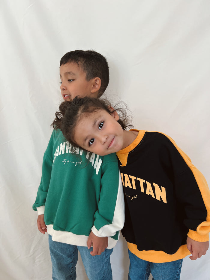 Manhattan NY sweatshirt (Black x Mustard) - Sun Peony Coconut