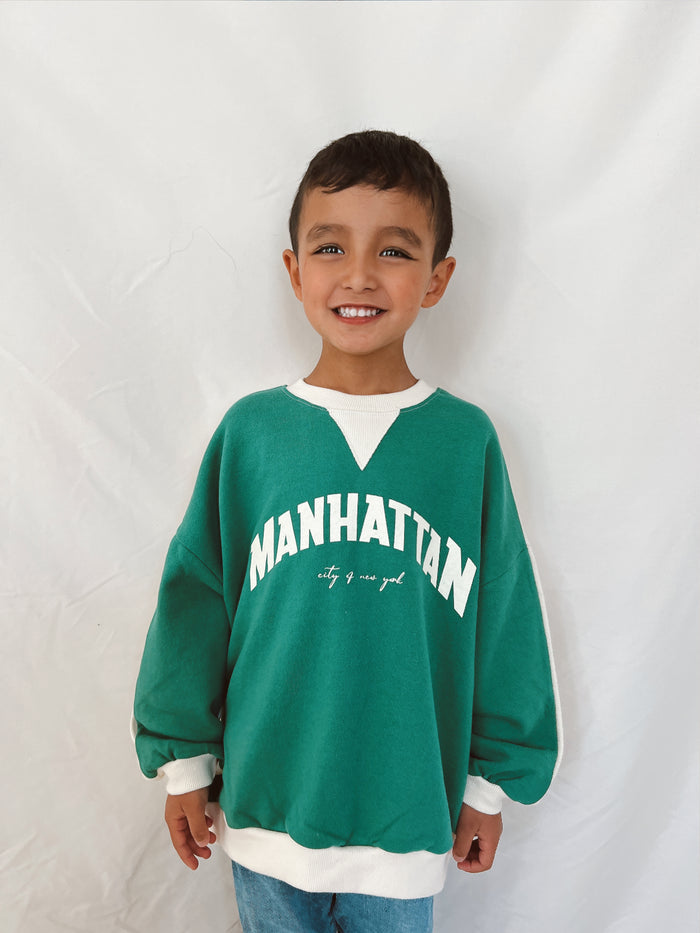 Manhattan NY sweatshirt (White x Green) - Sun Peony Coconut