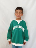 Manhattan NY sweatshirt (White x Green) - Sun Peony Coconut