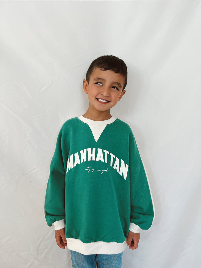 Manhattan NY sweatshirt (White x Green) - Sun Peony Coconut