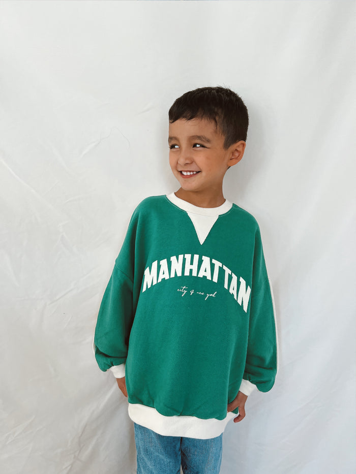 Manhattan NY sweatshirt (White x Green) - Sun Peony Coconut