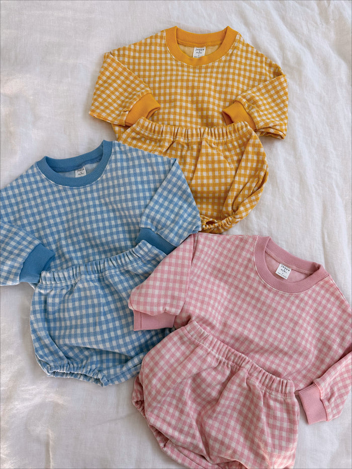 Margaret Gingham Top + Bloomer Set Yellow - Sun Peony Coconut