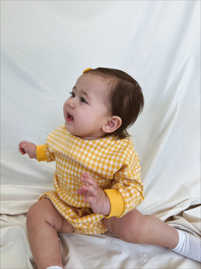 Margaret Gingham Top + Bloomer Set Yellow - Sun Peony Coconut