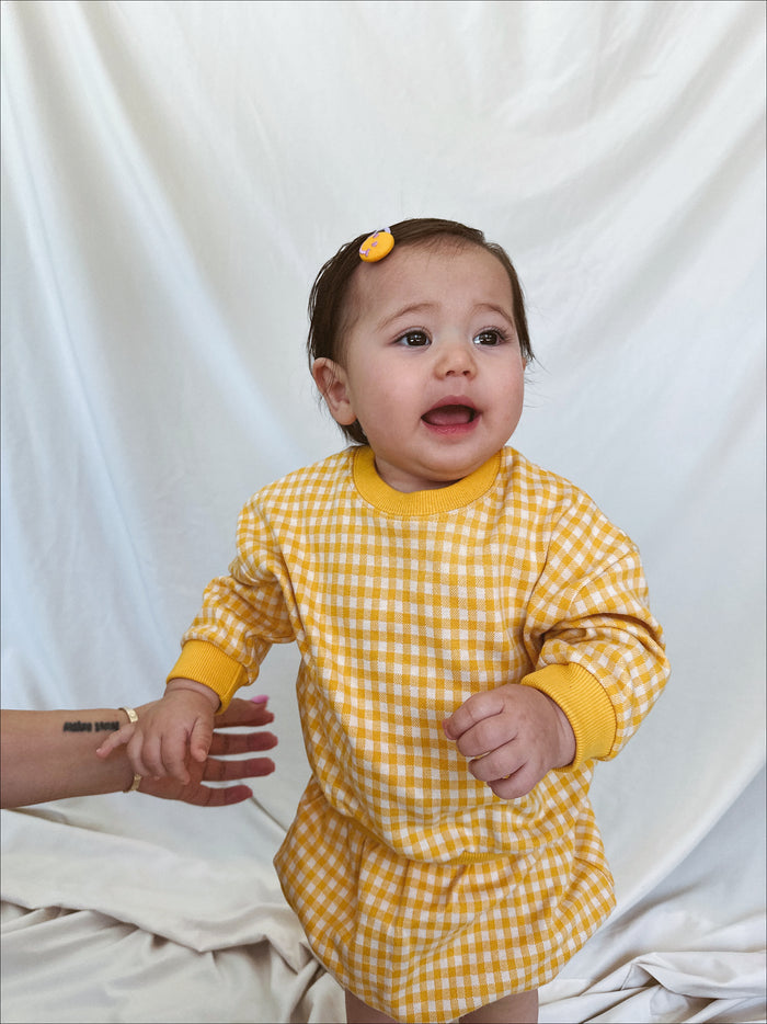 Margaret Gingham Top + Bloomer Set Yellow - Sun Peony Coconut