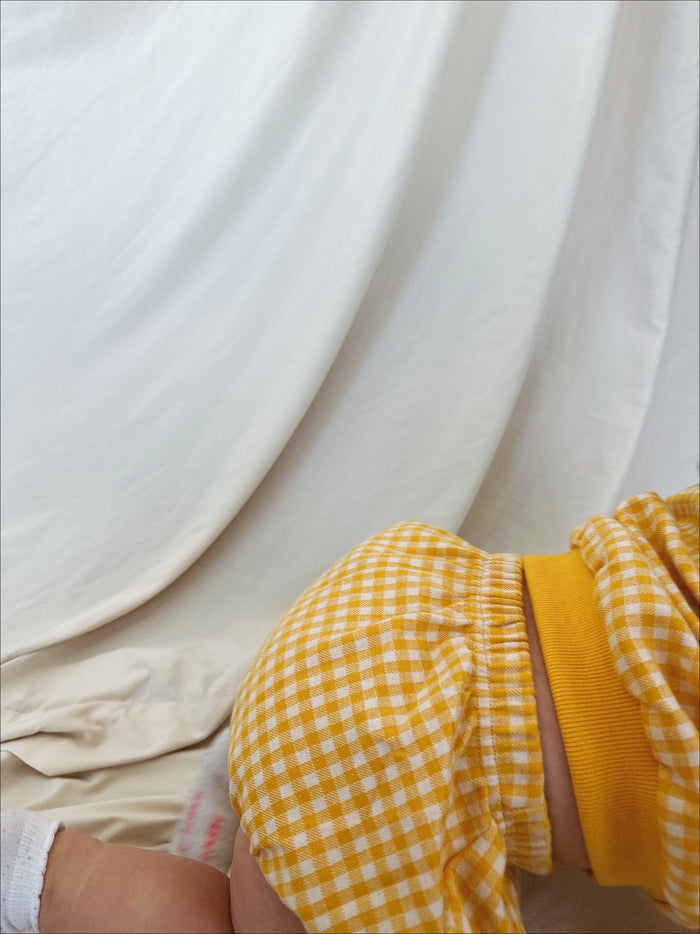 Margaret Gingham Top + Bloomer Set Yellow - Sun Peony Coconut