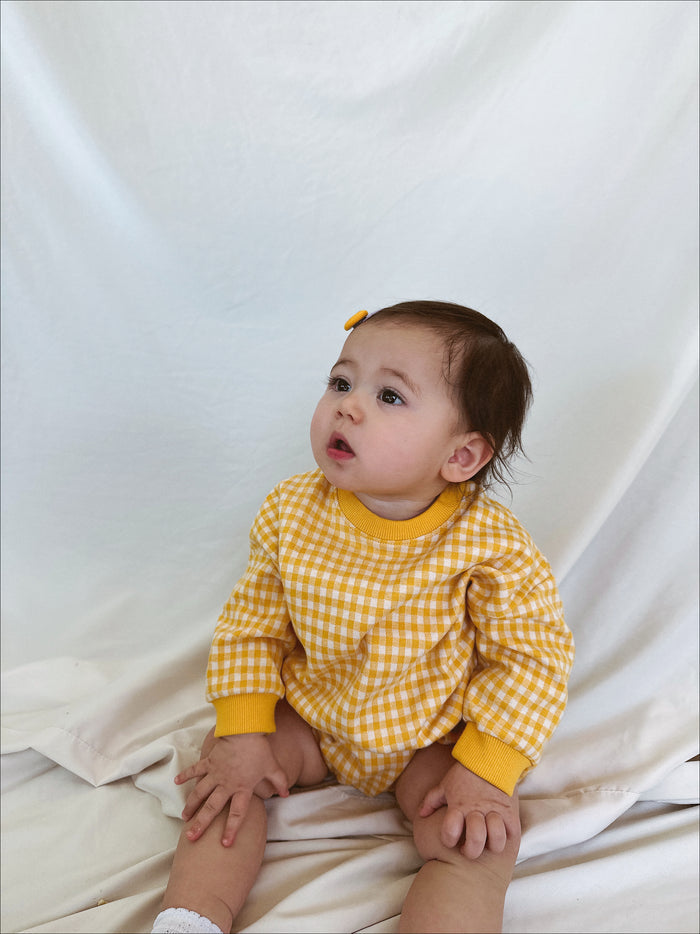 Margaret Gingham Top + Bloomer Set Yellow - Sun Peony Coconut