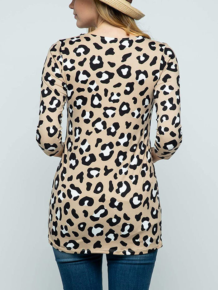 Maternity Tops Leopard Crew Neck T-shirts