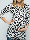 Maternity Tops Leopard Crew Neck T-shirts