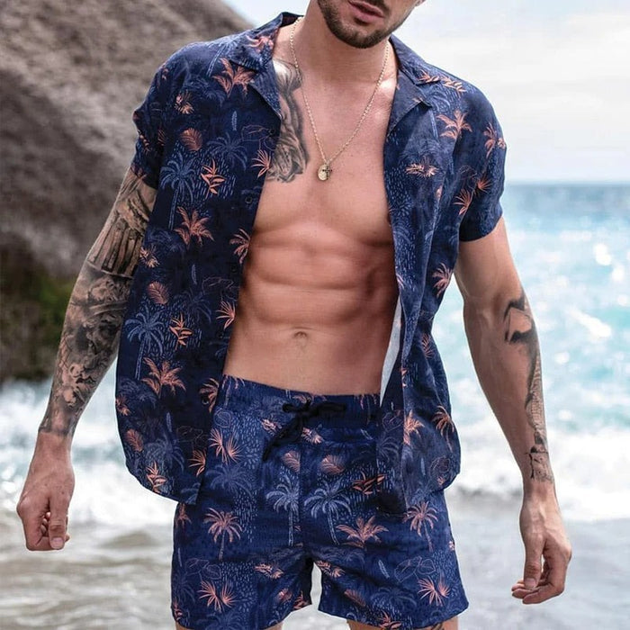Men Hawaii Style Short Sleeves Two-Piece Sets