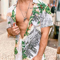 Men Printed Color Matching Casual Two-Piece Suit