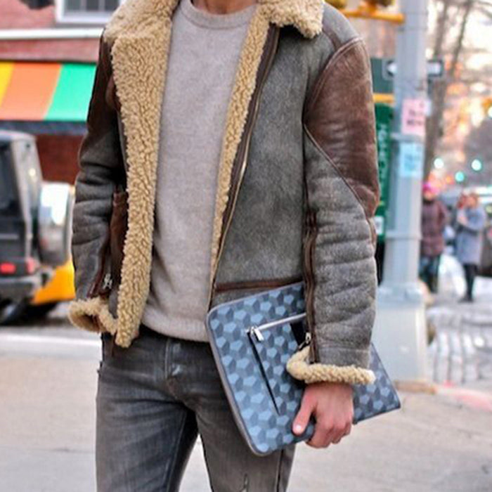 Men'S Autumn And Winter Solid Color Lapel Mid-Length Coat