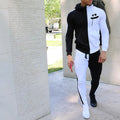 Men'S Black And White Color Matching Sports Suit