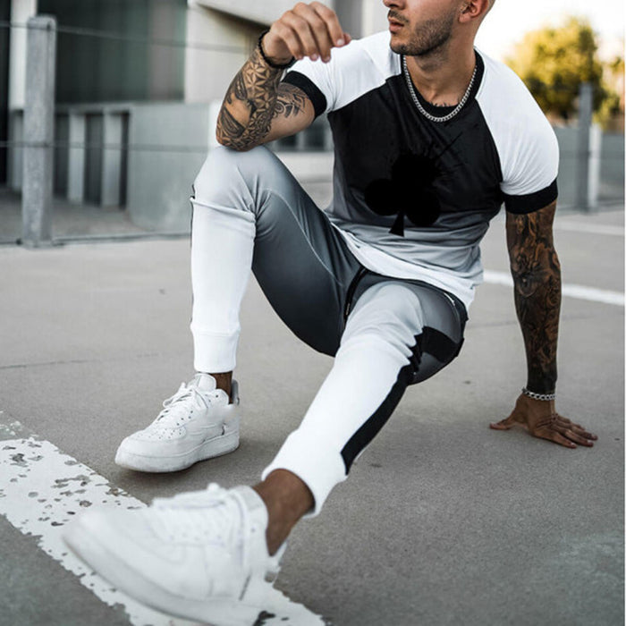 Men'S Black And White Gradient Print Suit