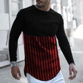 Men'S Casual Color Matching Striped Long-Sleeved T-Shirt