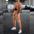 Men'S Fashion Apricot Print Casual Two-Piece Suit