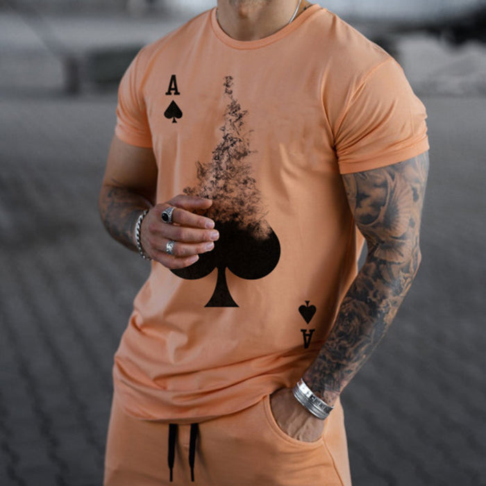 Men'S Fashion Apricot Print Casual Two-Piece Suit