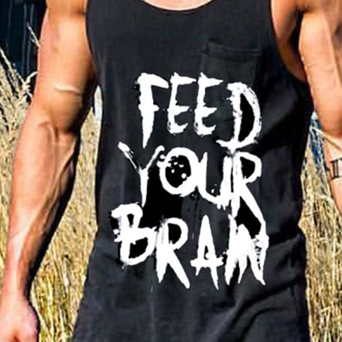 Men'S Fashion Casual Letter Print Vest