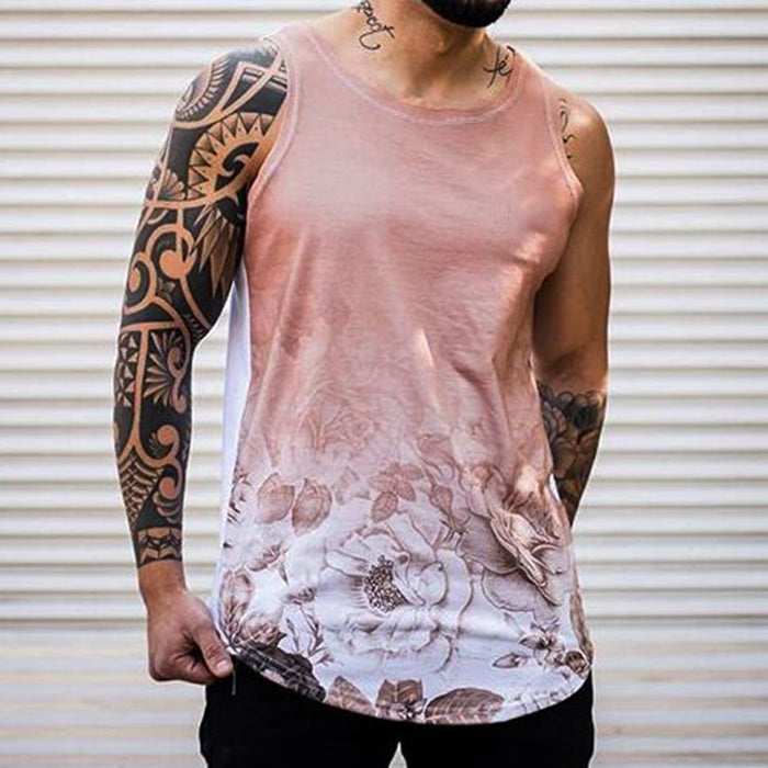 Men'S Floral Print Gradient Vest