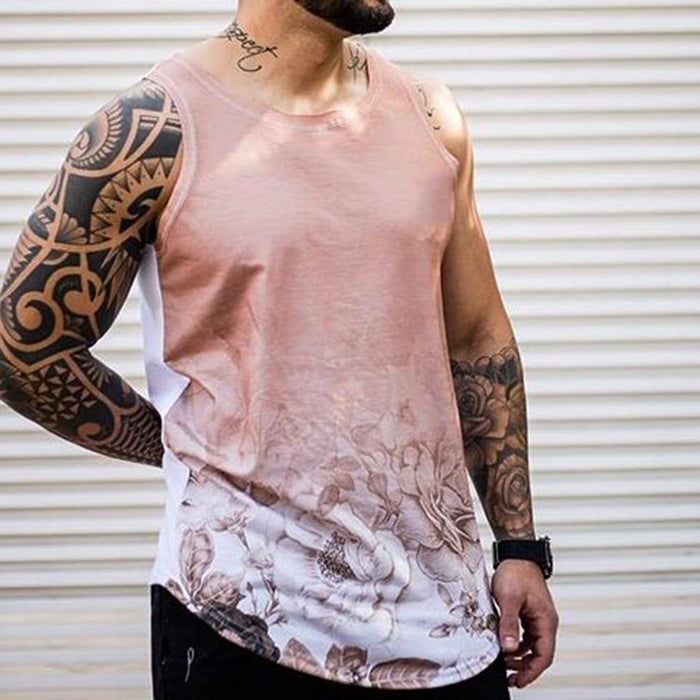 Men'S Floral Print Gradient Vest