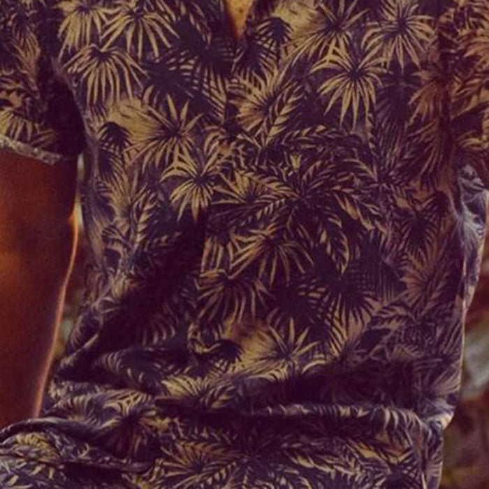 Men'S Hawaiian Floral Stand Collar Set
