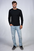 Brushed black crew neck shirt