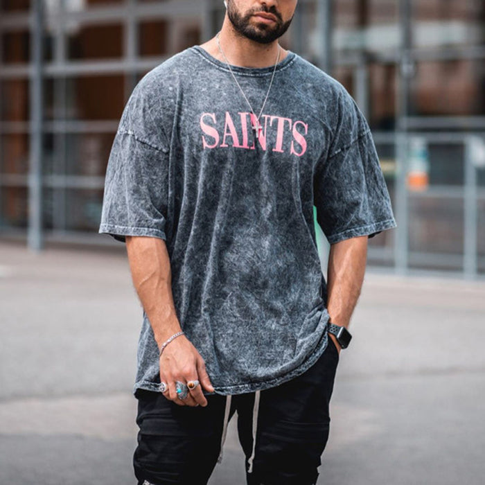 Men'S Round Neck Fashion Printed Short-Sleeved T-Shirt