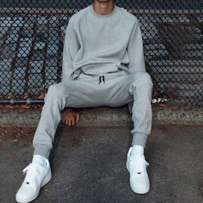 Men'S Round Neck Solid Color Sports Suit