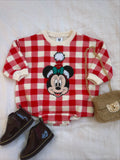 Merry Merry Gingham Baby Onesie Apple - Sun Peony Coconut