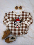 Merry Merry Gingham Baby Onesie Cinnamon - Sun Peony Coconut
