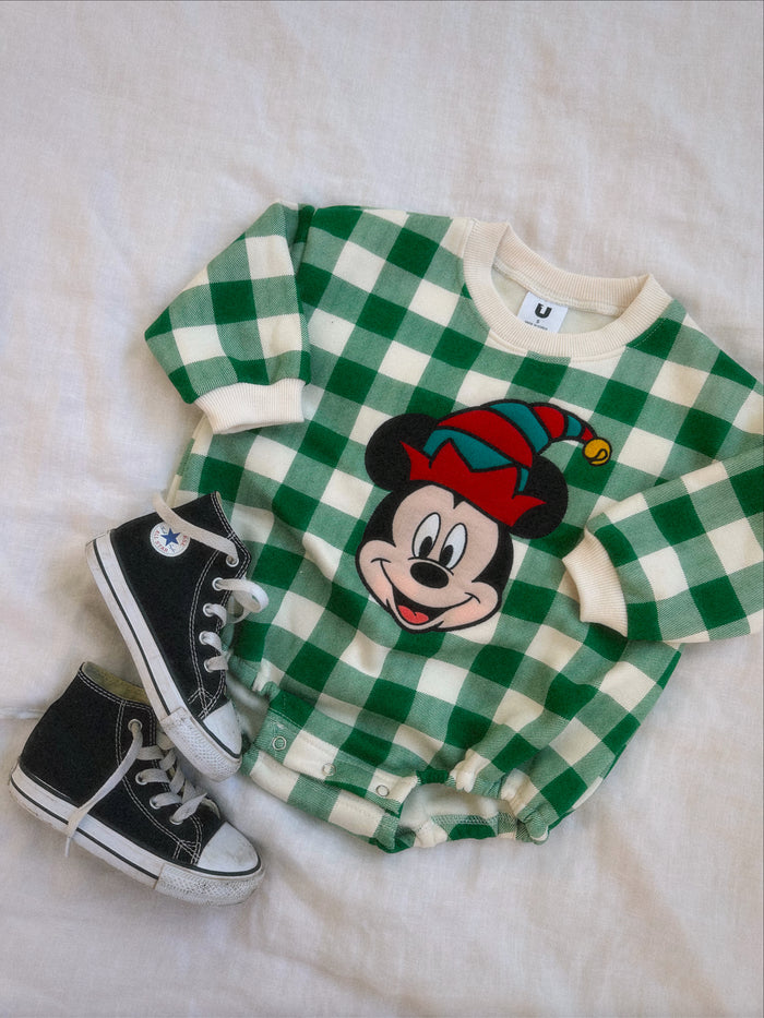Merry Merry Gingham Baby Onesie Tree - Sun Peony Coconut
