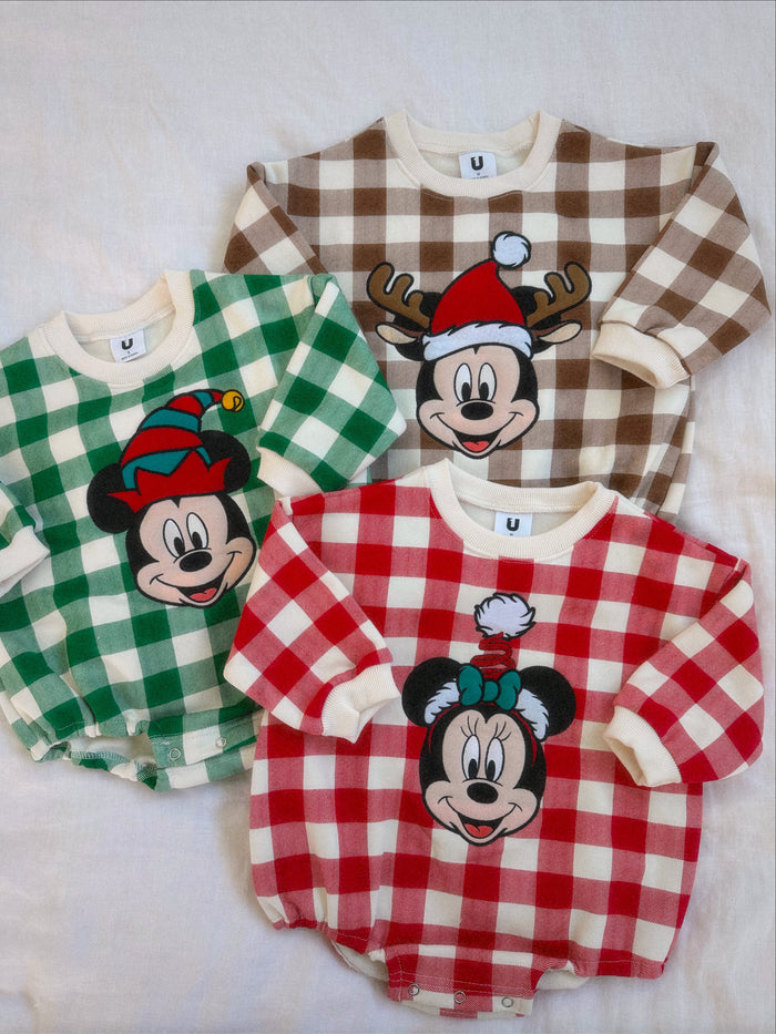 Merry Merry Gingham Baby Onesie Tree - Sun Peony Coconut