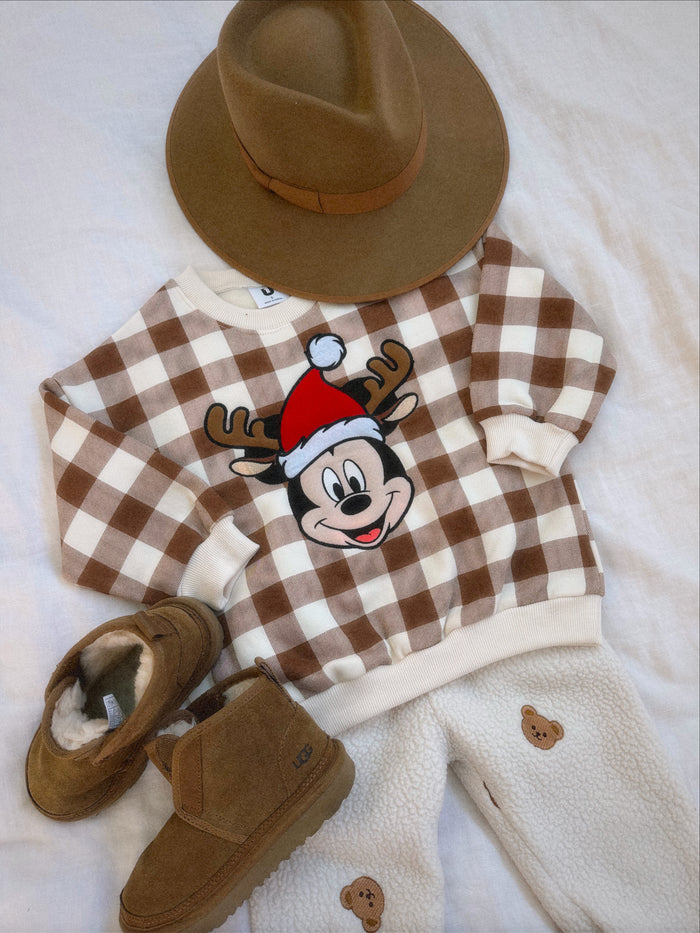 Merry Merry Gingham Sweatshirt Cinnamon - Sun Peony Coconut