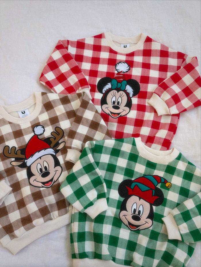 Merry Merry Gingham Sweatshirt Cinnamon - Sun Peony Coconut