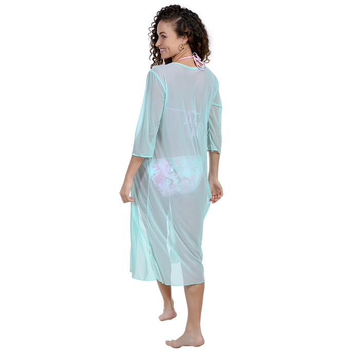 Micro mesh tie front kimonos
