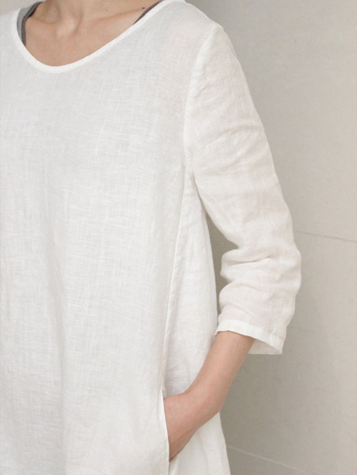 Middle Sleeve Solid Soft Casual Dress