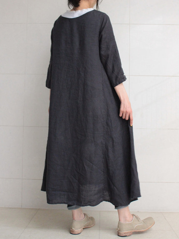 Middle Sleeve Solid Soft Casual Dress