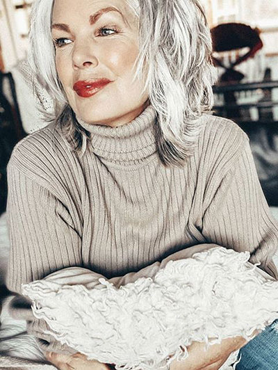 Mixed Color Shoulder Short Synthetic Wigs