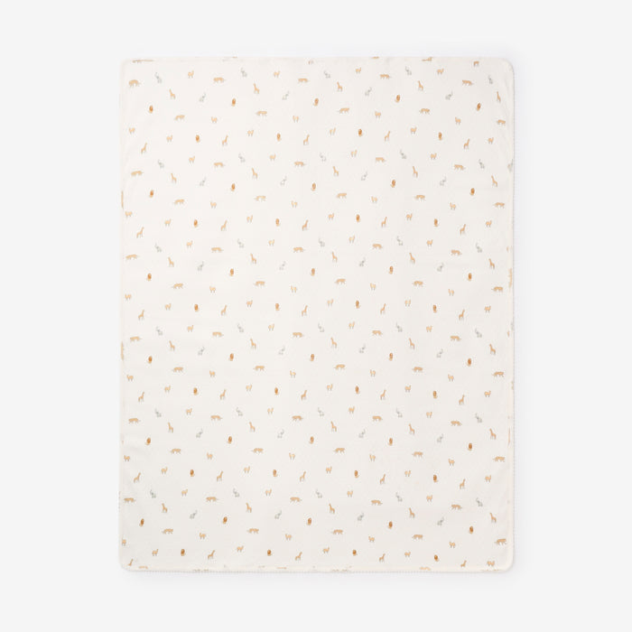 Neutral Safari Print Organic Cotton Pointelle Baby Blanket