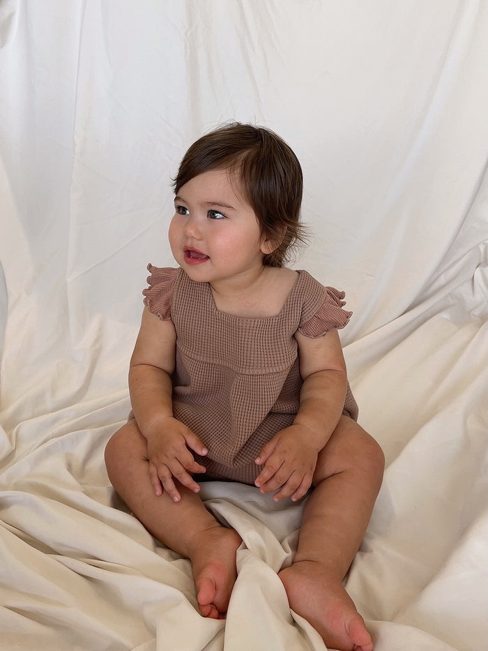 Nina Waffle Baby Bloomer / Chocolate - Sun Peony Coconut