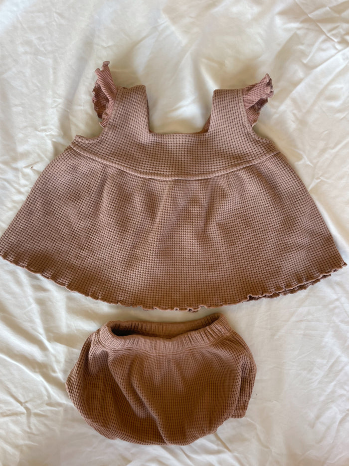 Nina Waffle Baby Bloomer / Chocolate - Sun Peony Coconut