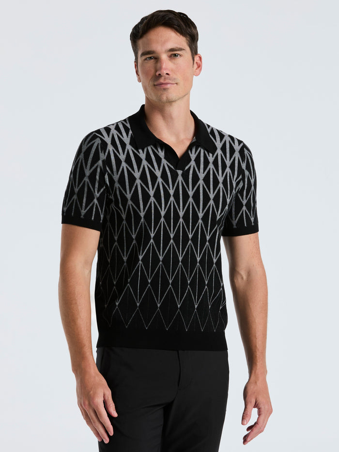 Ombre Pattern Polo Sweater (Black)