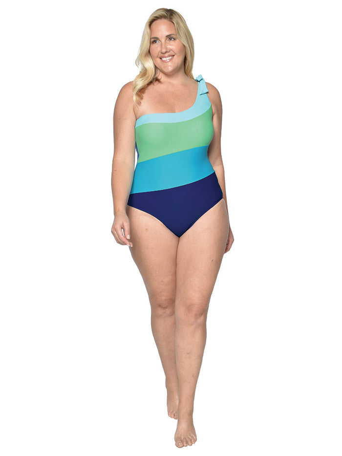 Color block in sky / light green, turquoise and navy
