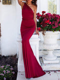 One Shoulder Solid Color Slim Party Dress