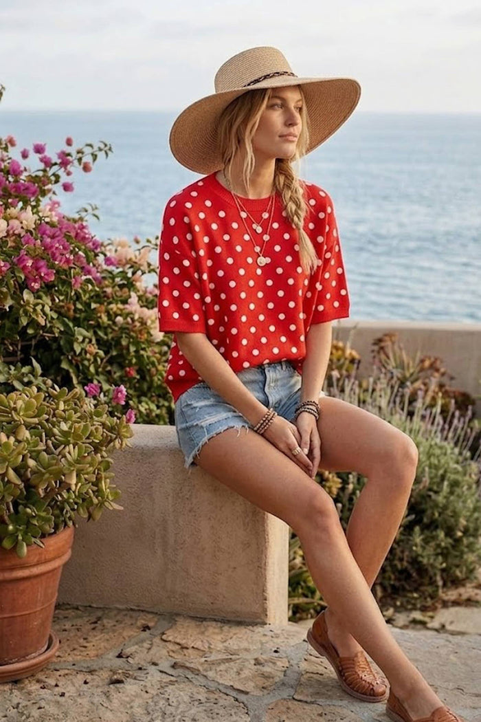 Oversized Polka Dot Sweater Top