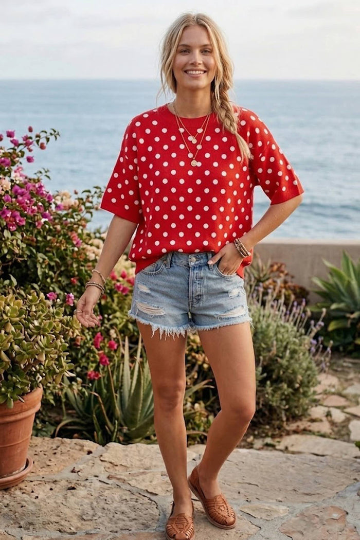 Oversized Polka Dot Sweater Top