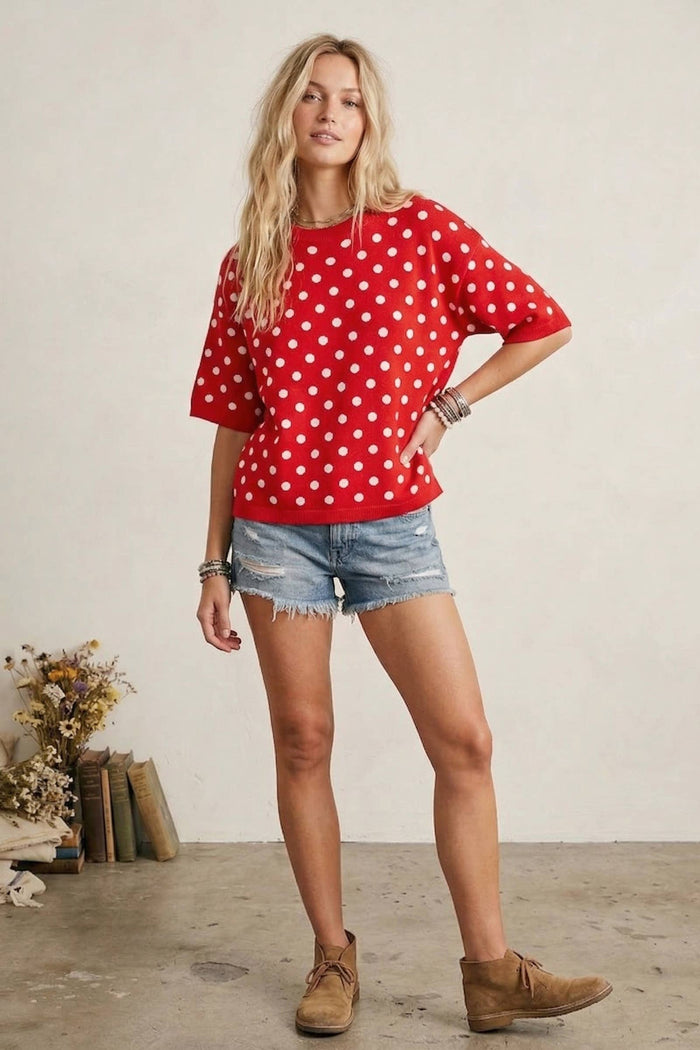 Oversized Polka Dot Sweater Top